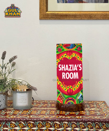Red & Green Motif Printed Acrylic Lamp (Customisable) - Gul Khan Truck Art