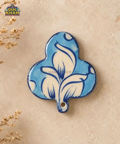 Multani Blue Pottery Leaf-Shaped Ceramic Magnet
