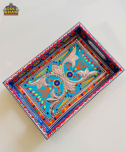 Blue Floral Truck Art Serving Tray