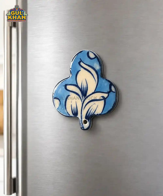 Multani Blue Pottery Leaf-Shaped Ceramic Magnet