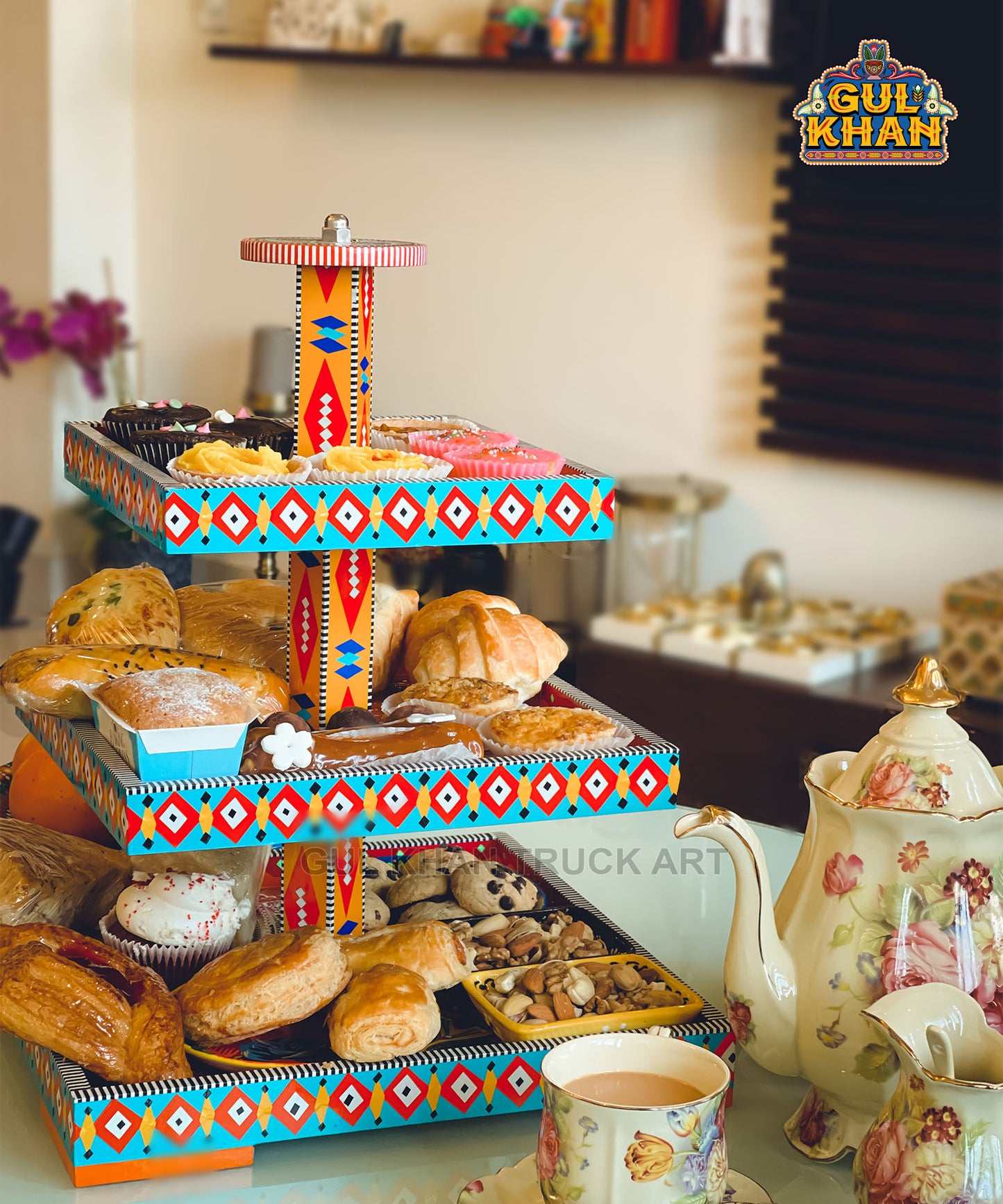 3 Tier Serving Tray (Handmade) – 01 - Gul Khan Truck Art