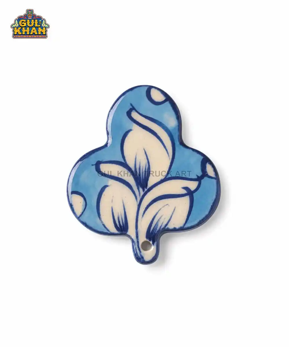 Multani Blue Pottery Leaf-Shaped Ceramic Magnet