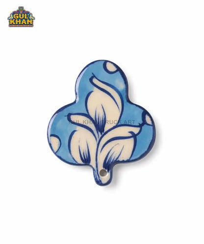 Multani Blue Pottery Leaf-Shaped Ceramic Magnet