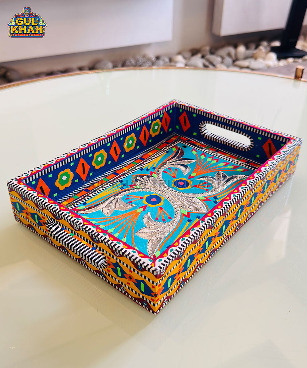 Blue Floral Truck Art Serving Tray