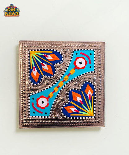 Turquoise Floral Chamakpatti Coaster