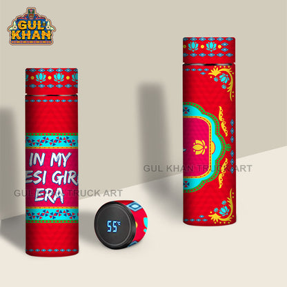 In My Desi Girl Era Printed Travel Bottle Customized - Gul Khan Truck Art