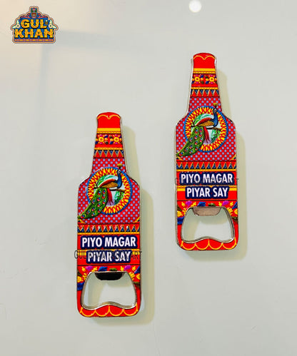 Bottle Premium Metal Fridge Magnet & Opener - Gul Khan Truck Art