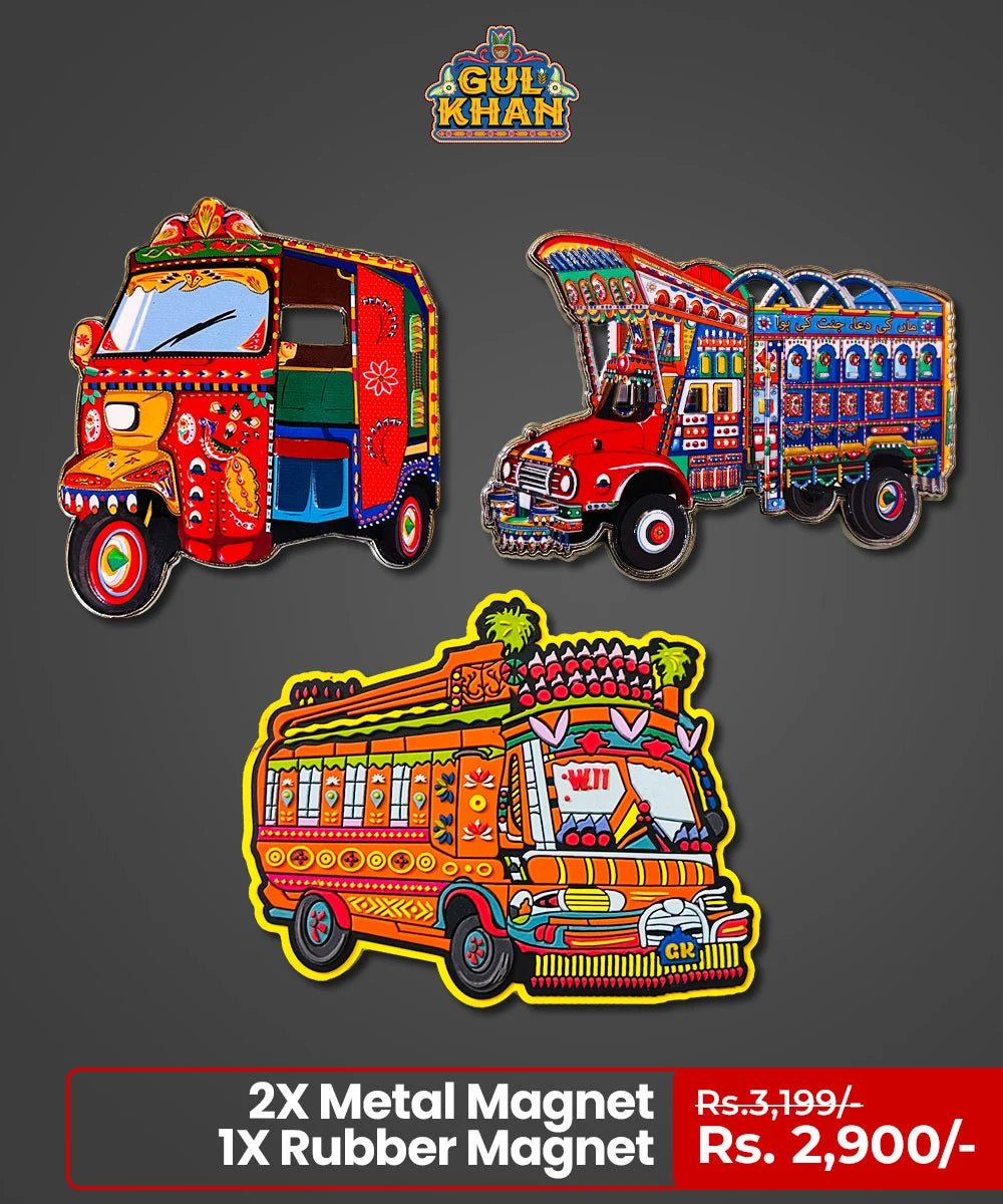 Premium Metal & Rubber Magnet Value Bundle 01 - Gul Khan Truck Art