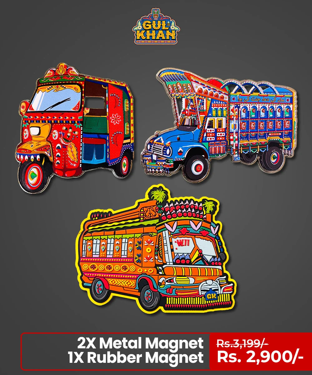 Premium Metal & Rubber Magnet Value Bundle 02 - Gul Khan Truck Art