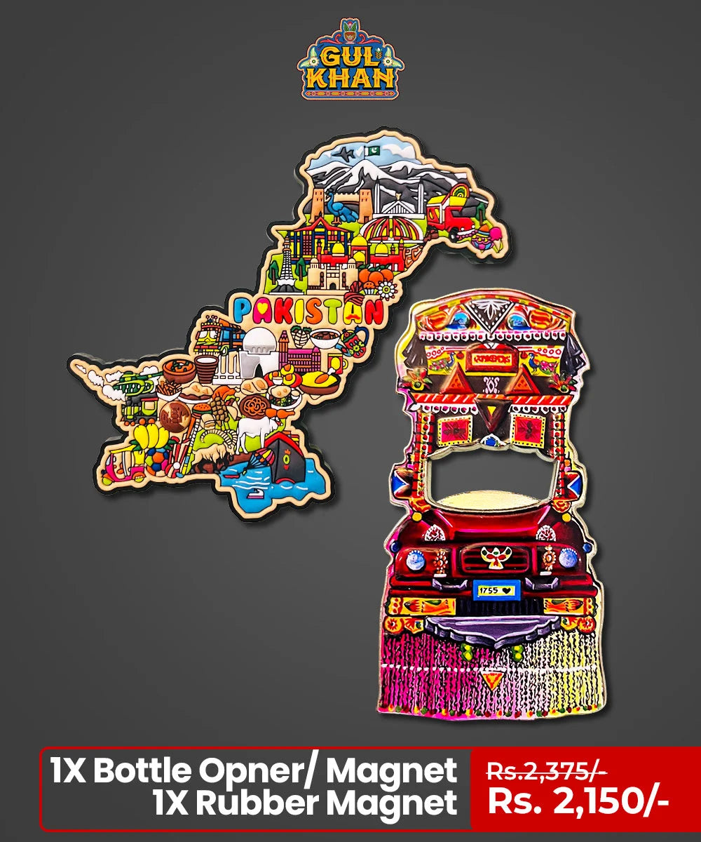 Premium metal Opener & Rubber Magnet Value Bundle 01 - Gul Khan Truck Art