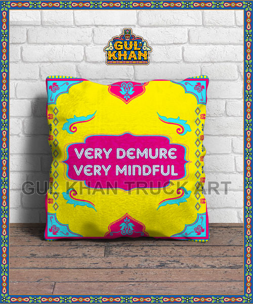 Very Demure Printed Cushion Design - Gul Khan Truck Art