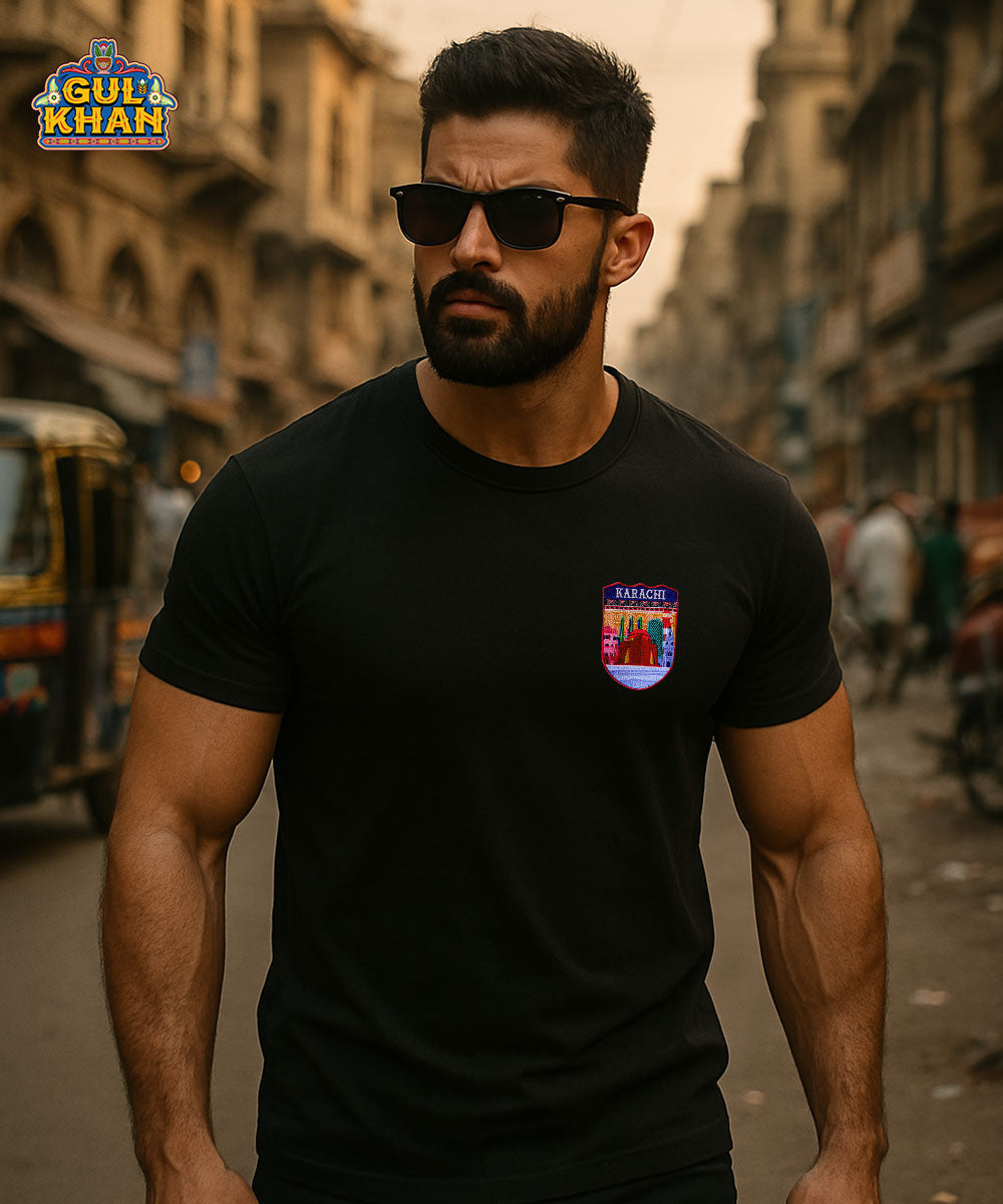 Karachi Embroidered Monogram T-Shirt