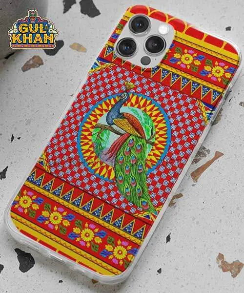 Peacock Printed Truck Art Mobile Cover Design - Gul Khan Truck Art