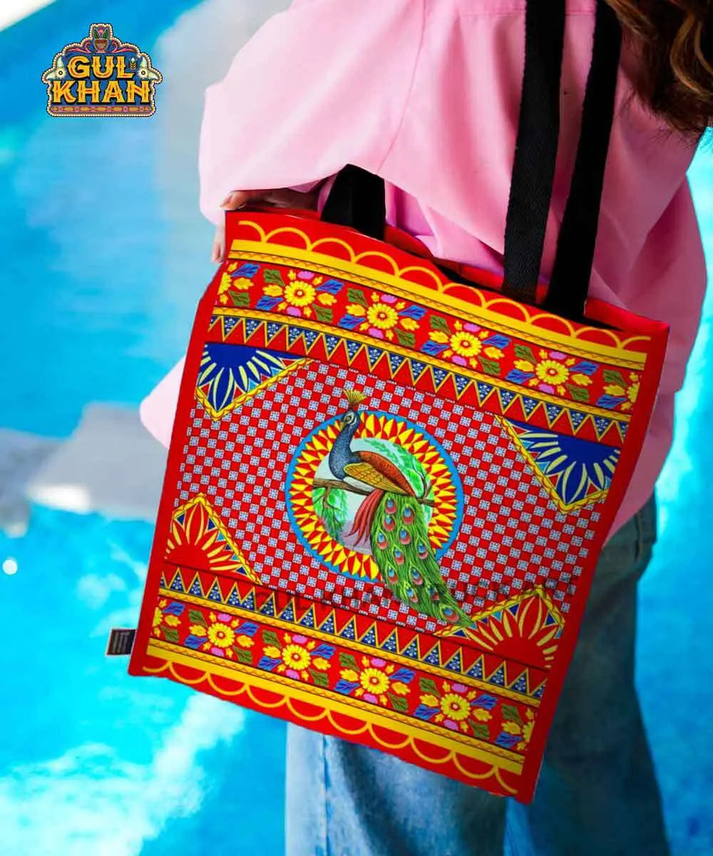 Peacock Printed Truck Art Tote Bag