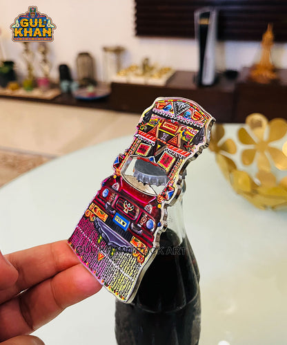 Truck Premium Metal Fridge Magnet & Opener - Gul Khan Truck Art