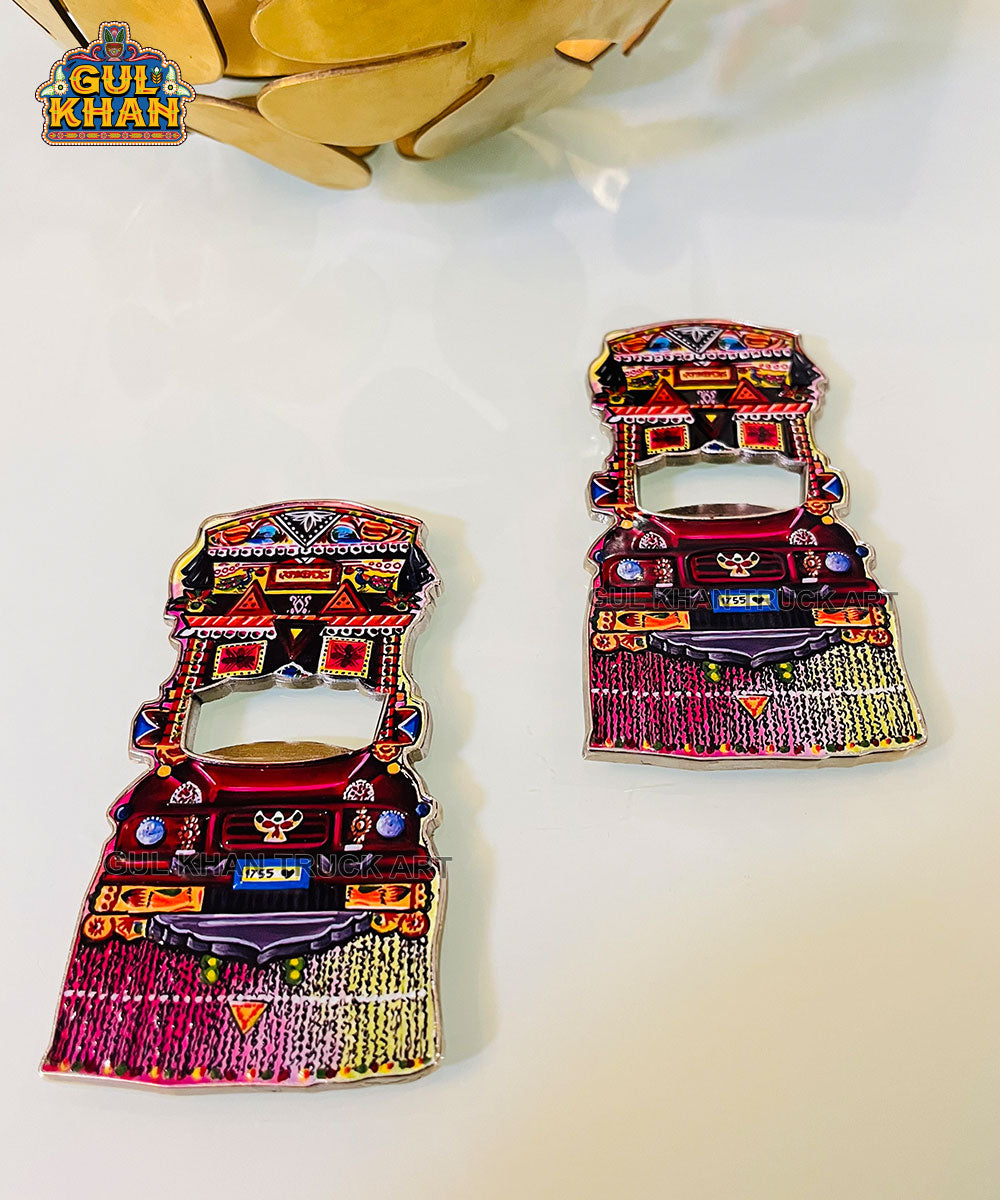 Truck Premium Metal Fridge Magnet & Opener - Gul Khan Truck Art