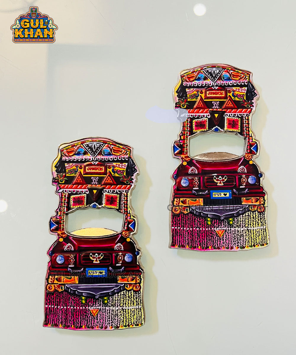 Truck Premium Metal Fridge Magnet & Opener