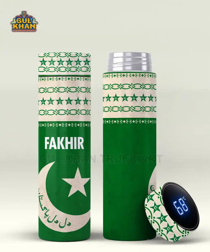 Pakistan Flag Jhandi  Printed Travel Bottle Customized (03)