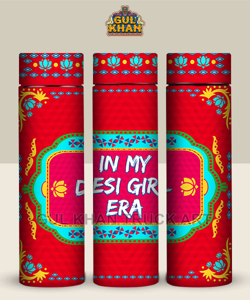 In My Desi Girl Era Printed Travel Bottle Customized - Gul Khan Truck Art