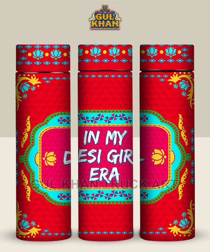 In My Desi Girl Era Printed Travel Bottle Customized - Gul Khan Truck Art