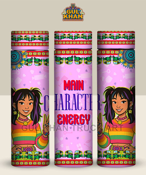 Main Character Energy Printed Travel Bottle Customized - Gul Khan Truck Art