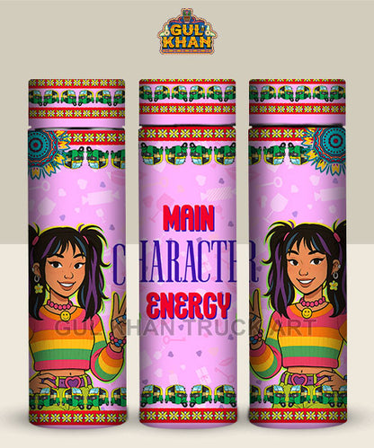Main Character Energy Printed Travel Bottle Customized - Gul Khan Truck Art