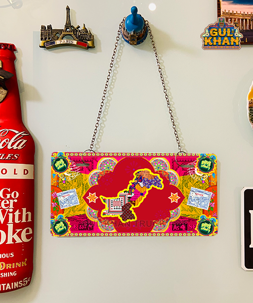 Pakistan Red Map Truck Art Wall Plate - Gul Khan Truck Art