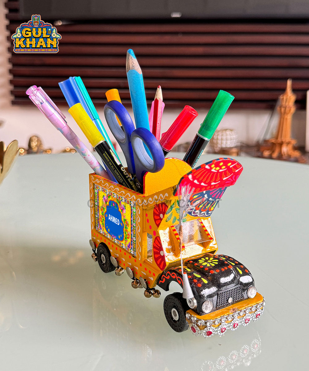 Cone Art Yellow Stationery Truck Design (Customizable)