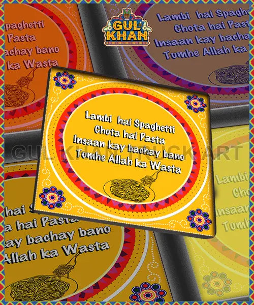 Lambi Hein Spaghetti Printed Coaster Design - Gul Khan Truck Art