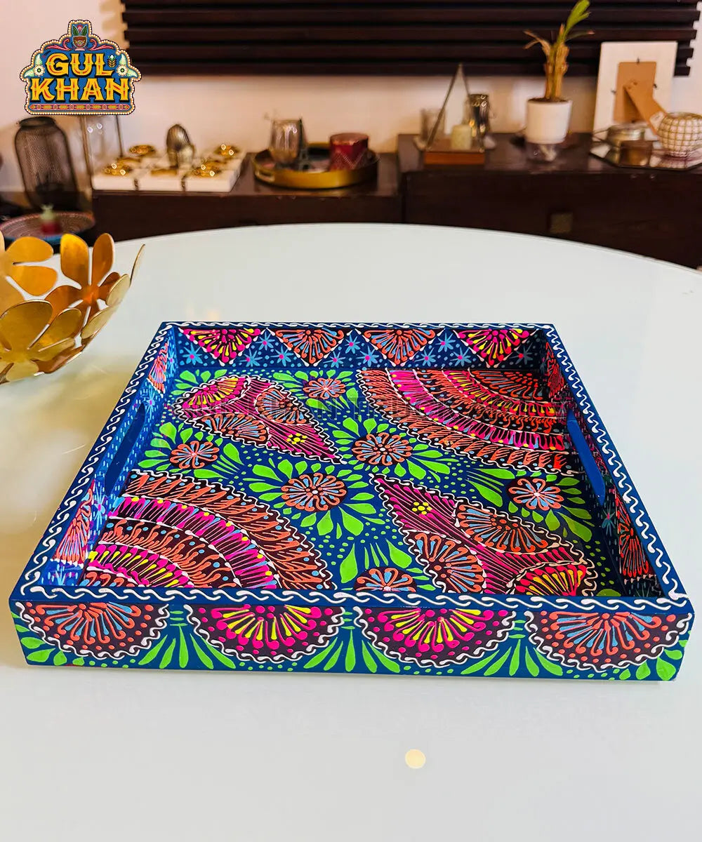 Navy Blue Cone Truck Art Tray (Handpainted)