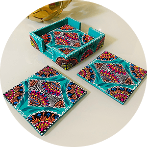 Hand Painted Cone Art Coasters