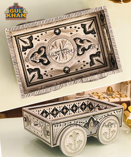 Tray On Wheel (Gray Scale)11111 - Gul Khan Truck Art