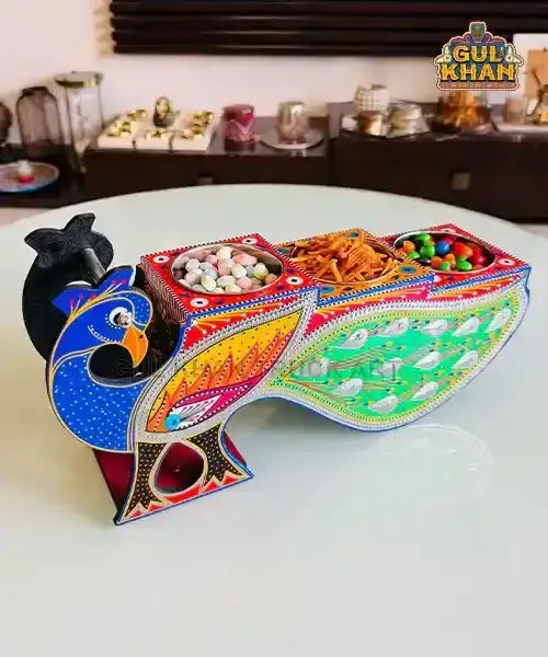 Peacock Bowl Partition Tray - Gul Khan Truck Art