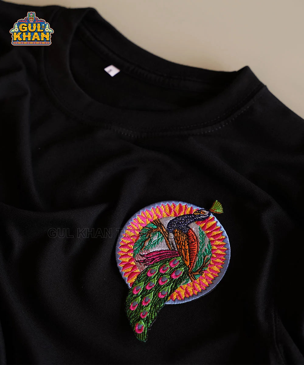Peacock Embroidered Monogram T-Shirt