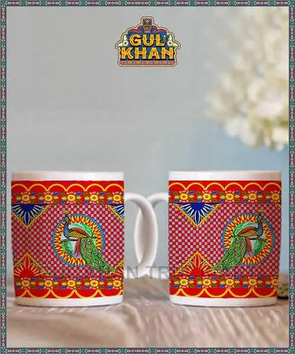 Peacock Printed Truck Art Ceramic Mug - Gul Khan Truck Art