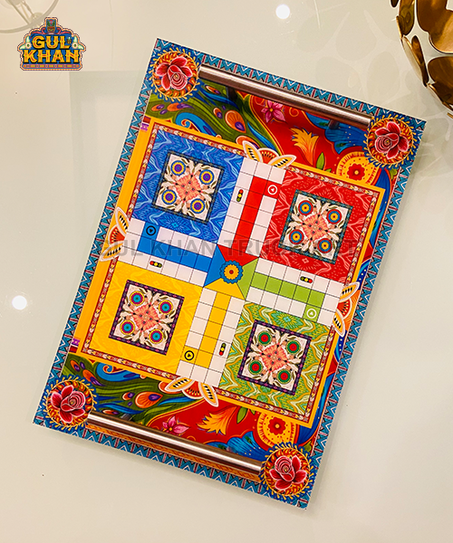 Acrylic Ludo Tray (With Steel Handle) 004 - Gul Khan Truck Art