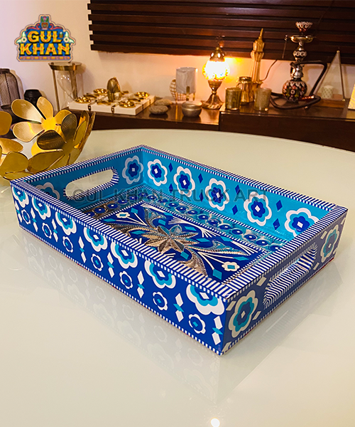Chamakpatti Tray Blue Pottery (Mini) 0040 - Gul Khan Truck Art