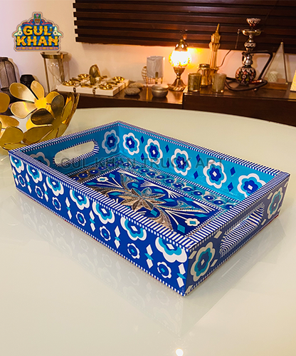 Chamakpatti Tray Blue Pottery (Mini) 0040 - Gul Khan Truck Art