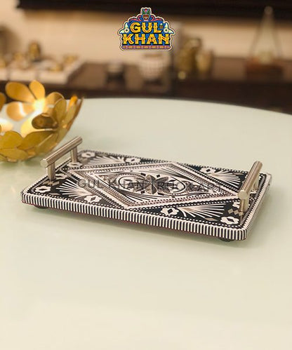 Chamakpatti Tray Mini (Gray Scale) 0030 - Gul Khan Truck Art