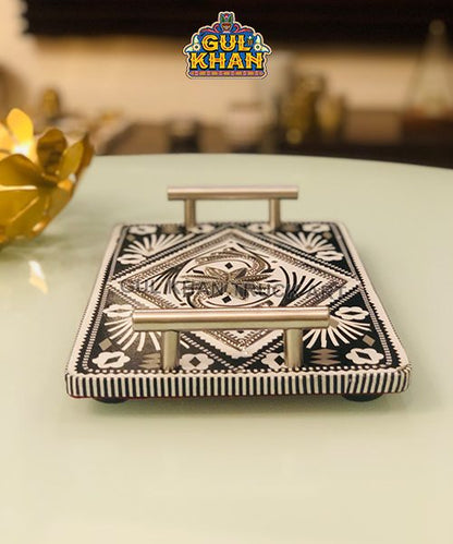 Chamakpatti Tray Mini (Gray Scale) 0030 - Gul Khan Truck Art