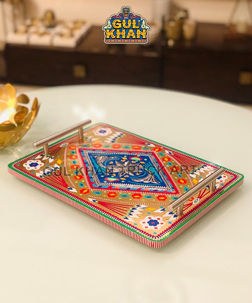 Chamakpatti Tray (Stainless Steel Handle) 0029 - Gul Khan Truck Art