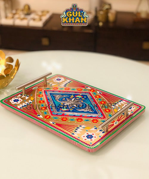 Chamakpatti Tray (Stainless Steel Handle) 0029 - Gul Khan Truck Art